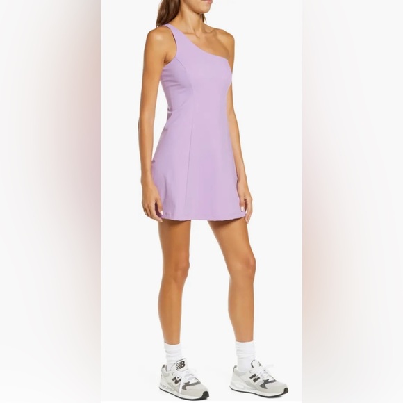 NWT Outdoor Voices SOLD OUT One Shoulder Dress Built in Shorts Lavender Size L - Picture 4 of 13